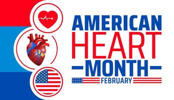 American Heart Month background banner or poster design template with red color and unique color design. vector
