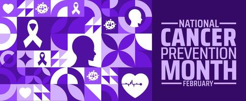 National Cancer Prevention Month geometric shape pattern background banner or poster design template. observed every year in February. Holiday concept. Use to any Template. vector