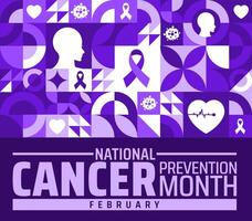 National Cancer Prevention Month geometric shape pattern background banner or poster design template. observed every year in February. Holiday concept. Use to any Template, card, poster, placard. vector