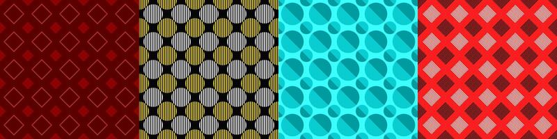 Seamless geometrical threetone pattern set vector
