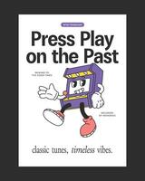Retro-style poster featuring a vintage arcade machine mascot with playful and nostalgic details, ideal for gaming-themed designs, vintage decor, and merchandise. vector