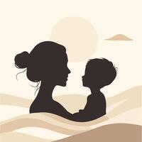 Mother and Child Silhouette Embracing in Heartwarming Scene vector