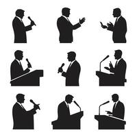 Black Silhouette Set of Business People in Various Office Poses vector