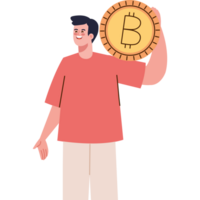 man holds a bitcoin png
