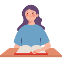 girl doing task on desk png