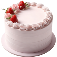 Light Pink Buttercream Cake with Fresh Strawberry Garnish png