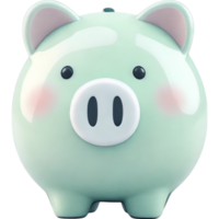 Light Green Piggy Bank with Smiling Face and Simple Design png