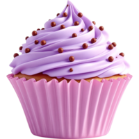 Lavender Cupcake with Swirled Frosting and Cherry Topping png
