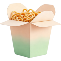 Takeout Food Container with Noodles Visible Inside png