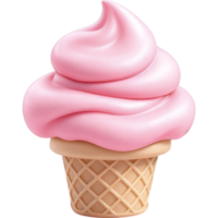Pink Swirl Soft Serve Ice Cream Cone png