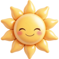 Smiling Yellow Sun with Simple Features and Rays png