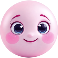 Pink Spherical Character with Large Eyes and Rosy Cheeks png