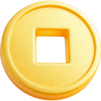 Gold Chinese Coin with Square Hole png