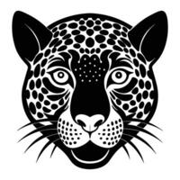 a black and white jaguar head on a white background. vector