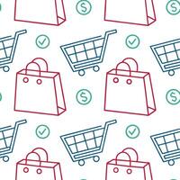 shopping cart seamless pattern illustration on a white background vector