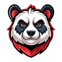 a panda bear head with red and black stripes on a white background vector