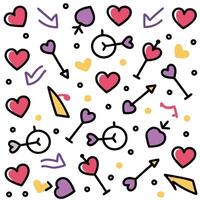 a pattern with hearts and arrows on it on a white background vector