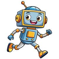 cartoon robot running illustration on a on a white backgroundwhite background vector