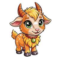 a cartoon goat with horns and a collar on a white background vector