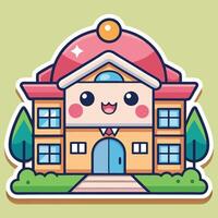 sticker of a cute school building vector