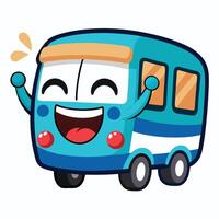 a cartoon bus with a happy face and a smile vector