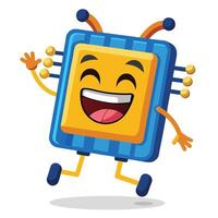 cartoon robot character running and smiling vector