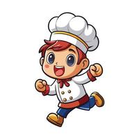 a cartoon chef running with his hands up vector
