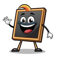 a blackboard character waving and smiling vector