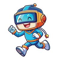 cartoon astronaut running with goggles on on a white background vector