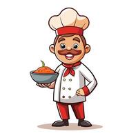 character chef holding a bowl of food vector