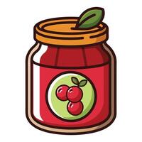 a jar of jam with cherries on top vector