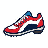 a red and white shoe with a blue and white stripe vector