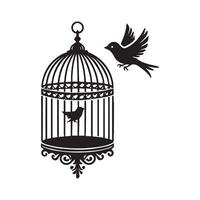 bird in cage with bird on the outside vector