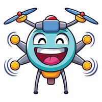 cartoon character of a flying drone with a happy face on a white background vector