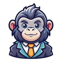 monkey in suit and tie, cartoon character vector