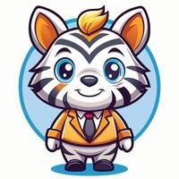 a cartoon zebra in a suit and tie on a white background vector