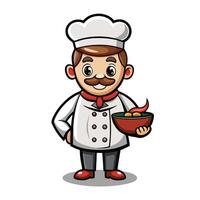 chef with a bowl on a white background of food illustration vector
