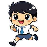 cartoon boy running in school uniform o on a white background on a white background on a white background on a white backgroundn a white background vector