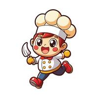 a cartoon chef running with a knife on a white background vector