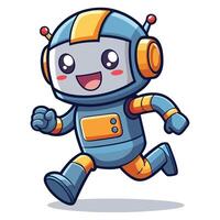 cartoon robot running, illustration on a white background vector