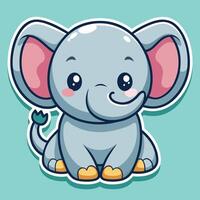a cute elephant sticker with a big nose on a white background vector