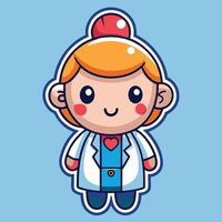 a cartoon doctor with a red bowtie on a white background vector
