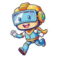 cartoon character of a robot running vector