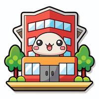 a cartoon character sitting on top of a building on a white background vector