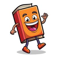 cartoon book character running on a white background vector
