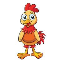 cartoon chicken standing on white background on a white background vector