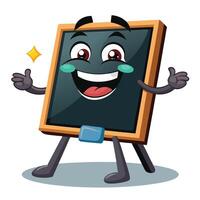 blackboard character with arms and legs holdin on a white backgroundg a thumbs up vector