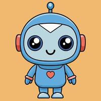 cartoon robot with heart eyes and big eyes on a white background vector