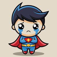superman crying cartoon character on a white background vector