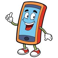 smartphone cartoon character showing a thumbs up on a white background vector